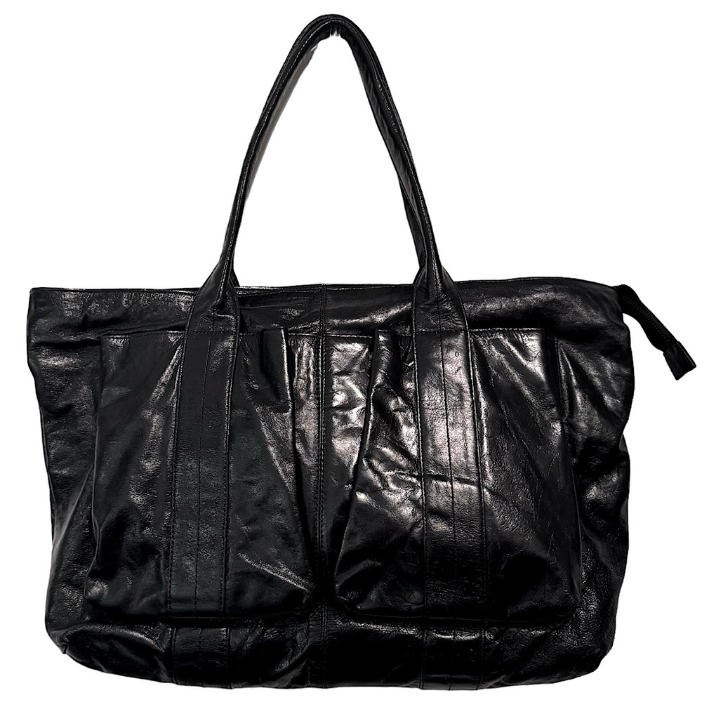 latico Black Leather Shoulder Tote Laptop Bag